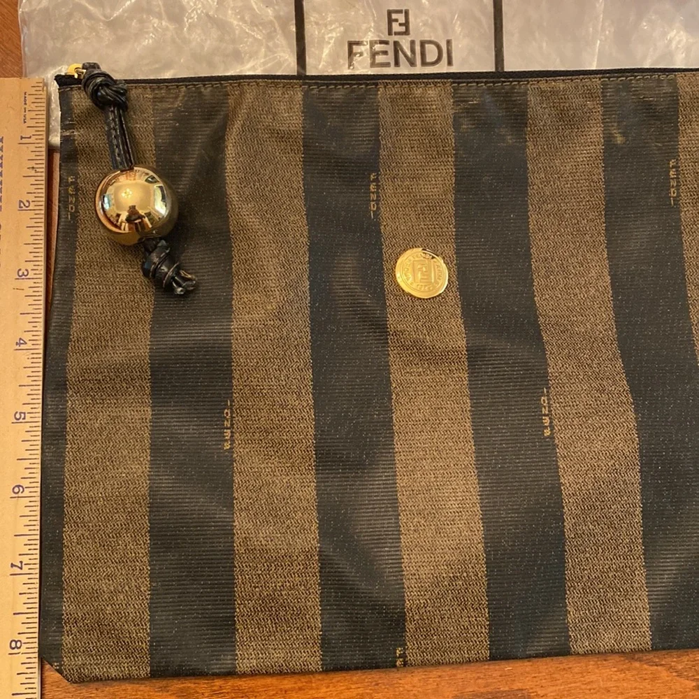 Vintage Fendi Pouch Brown Canvas Clutch - Picture 8 of 10
